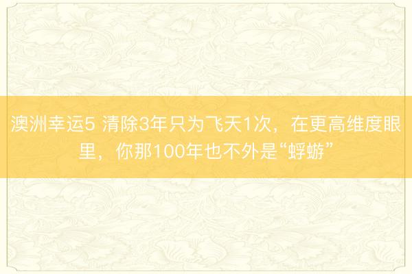 澳洲幸运5 清除3年只为飞天1次，在更高维度眼里，你那100年也不外是“蜉蝣”