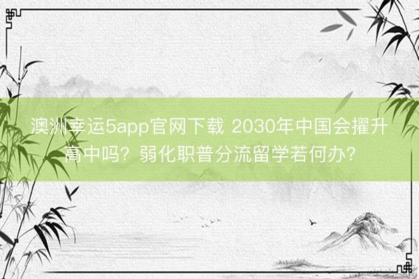 澳洲幸运5app官网下载 2030年中国会擢升高中吗？弱化职普分流留学若何办？