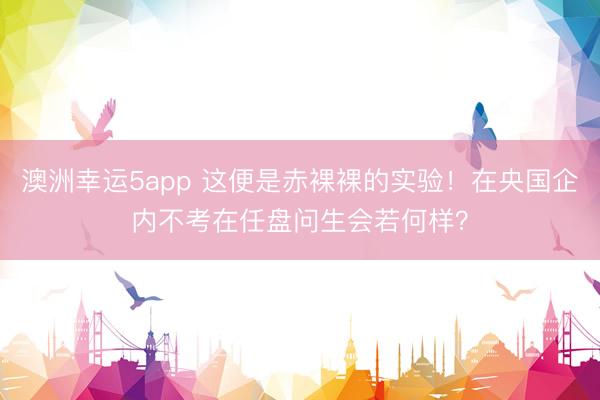 澳洲幸运5app 这便是赤裸裸的实验！在央国企内不考在任盘问生会若何样？