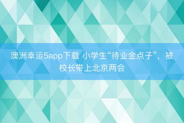 澳洲幸运5app下载 小学生“待业金点子”，被校长带上北京两会