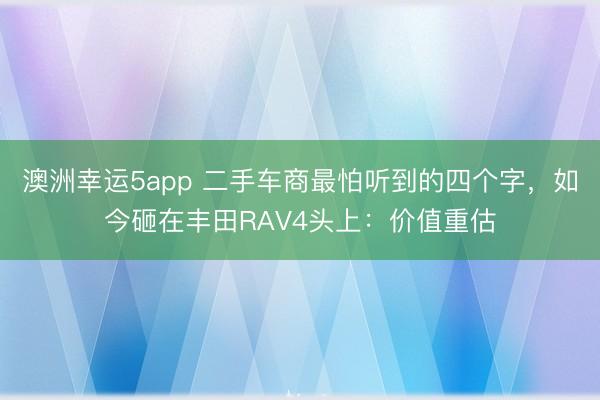 澳洲幸运5app 二手车商最怕听到的四个字，如今砸在丰田RAV4头上：价值重估