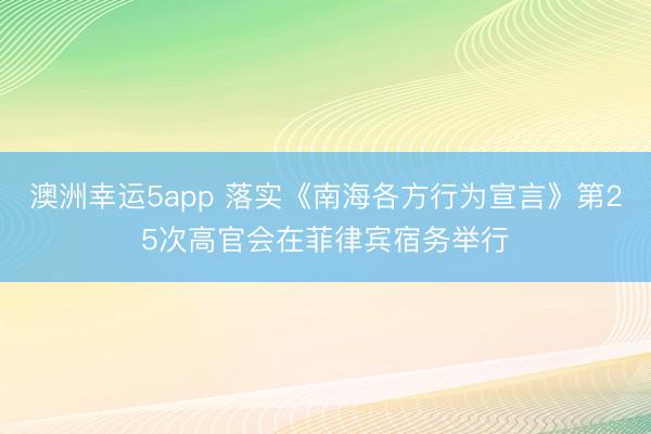 澳洲幸运5app 落实《南海各方行为宣言》第25次高官会在菲律宾宿务举行