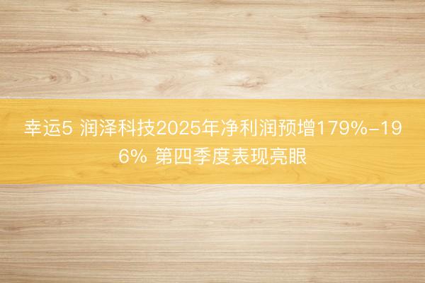 幸运5 润泽科技2025年净利润预增179%-196% 第四季度表现亮眼