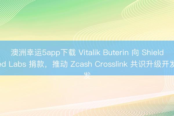 澳洲幸运5app下载 Vitalik Buterin 向 Shielded Labs 捐款，推动 Zcash Crosslink 共识升级开发