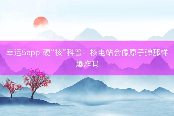 幸运5app 硬“核”科普：核电站会像原子弹那样爆炸吗