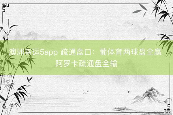 澳洲幸运5app 疏通盘口：葡体育两球盘全赢 阿罗卡疏通盘全输