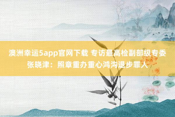 澳洲幸运5app官网下载 专访最高检副部级专委张晓津：照章重办重心鸿沟退步罪人