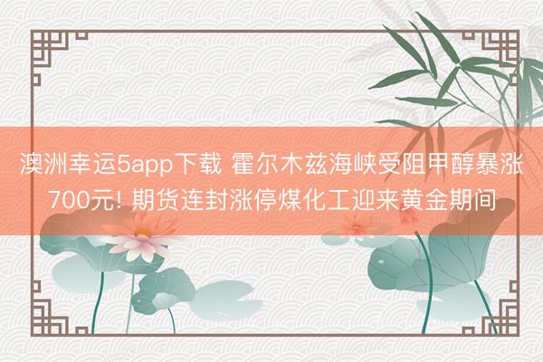 澳洲幸运5app下载 霍尔木兹海峡受阻甲醇暴涨700元! 期货连封涨停煤化工迎来黄金期间