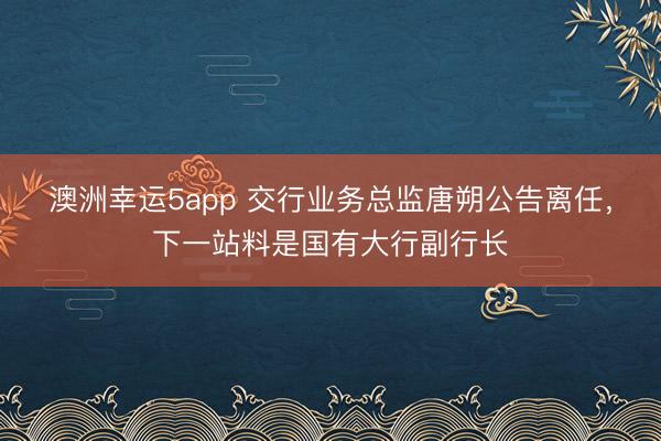 澳洲幸运5app 交行业务总监唐朔公告离任,下一站料是国有大行副行长