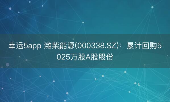 幸运5app 潍柴能源(000338.SZ)：累计回购5025万股A股股份