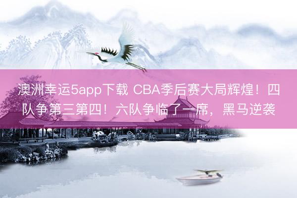 澳洲幸运5app下载 CBA季后赛大局辉煌!四队争第三第四!六队争临了一席,黑马逆袭