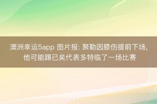 澳洲幸运5app 图片报: 聚勒因膝伤提前下场， 他可能踢已矣代表多特临了一场比赛