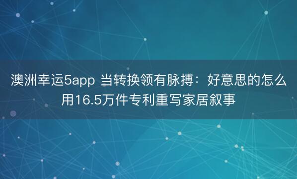 澳洲幸运5app 当转换领有脉搏：好意思的怎么用16.5万件专利重写家居叙事
