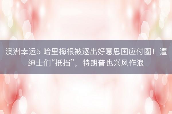 澳洲幸运5 哈里梅根被逐出好意思国应付圈！遭绅士们“抵挡”，特朗普也兴风作浪