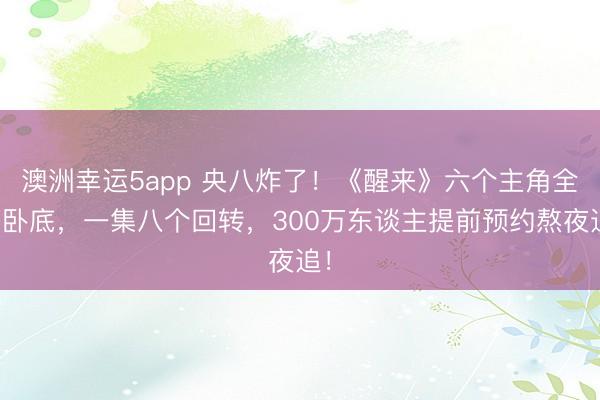 澳洲幸运5app 央八炸了！《醒来》六个主角全是卧底，一集八个回转，300万东谈主提前预约熬夜追！