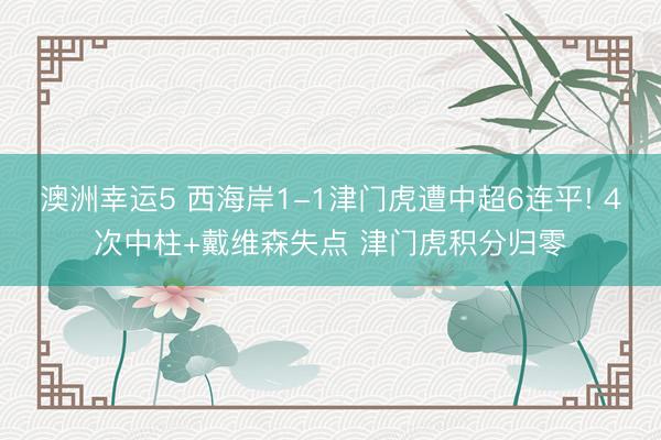 澳洲幸运5 西海岸1-1津门虎遭中超6连平! 4次中柱+戴维森失点 津门虎积分归零