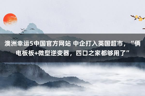 澳洲幸运5中国官方网站 中企打入英国超市,“俩电板板+微型逆变器,四口之家都够用了”