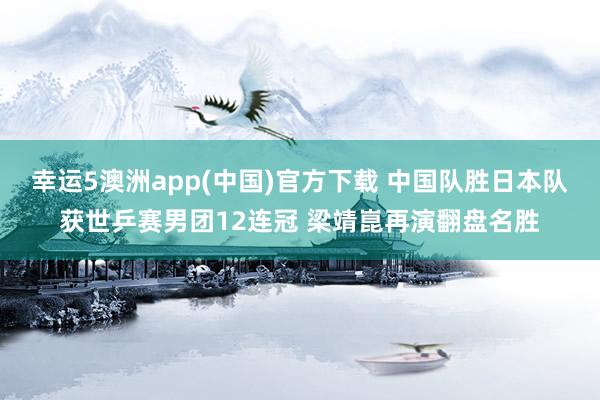 幸运5澳洲app(中国)官方下载 中国队胜日本队获世乒赛男团12连冠 梁靖崑再演翻盘名胜