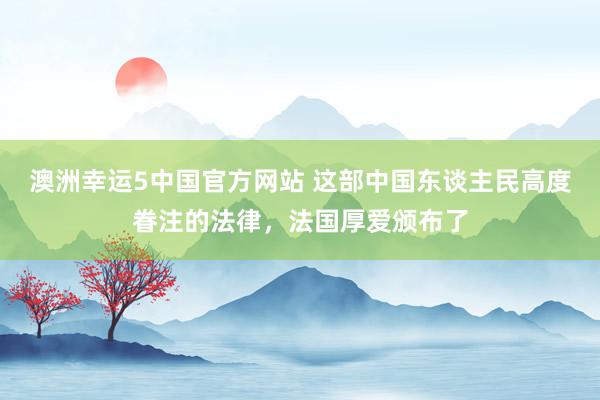 澳洲幸运5中国官方网站 这部中国东谈主民高度眷注的法律，法国厚爱颁布了