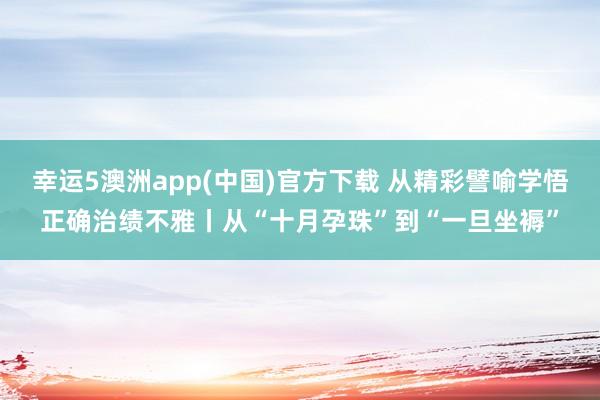 幸运5澳洲app(中国)官方下载 从精彩譬喻学悟正确治绩不雅丨从“十月孕珠”到“一旦坐褥”