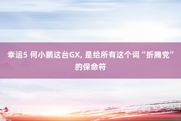 幸运5 何小鹏这台GX, 是给所有这个词“折腾党”的保命符