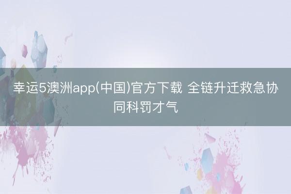 幸运5澳洲app(中国)官方下载 全链升迁救急协同科罚才气