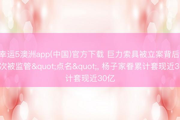 幸运5澳洲app(中国)官方下载 巨力索具被立案背后: 屡次被监管"点名", 杨子家眷累计套现近30亿