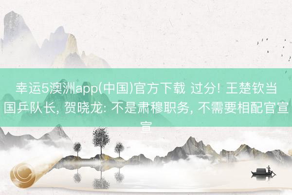 幸运5澳洲app(中国)官方下载 过分! 王楚钦当国乒队长, 贺晓龙: 不是肃穆职务, 不需要相配官宣