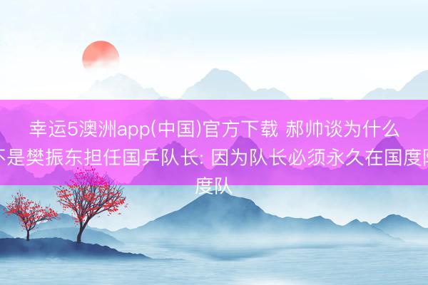 幸运5澳洲app(中国)官方下载 郝帅谈为什么不是樊振东担任国乒队长: 因为队长必须永久在国度队