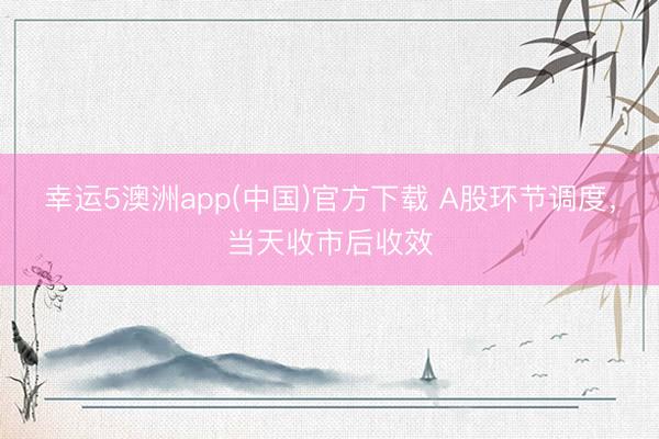 幸运5澳洲app(中国)官方下载 A股环节调度,当天收市后收效