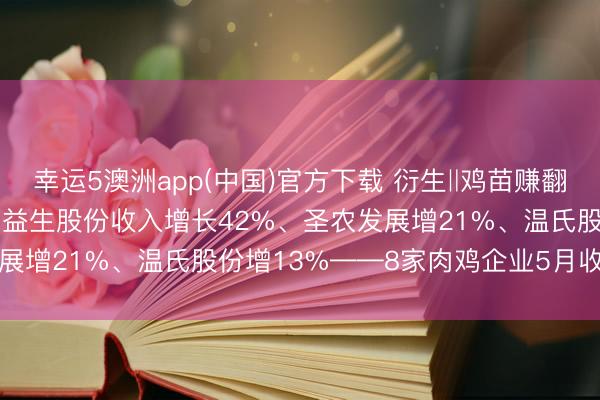 幸运5澳洲app(中国)官方下载 衍生‖鸡苗赚翻了, 鸡肉稳增长! 丨5月益生股份收入增长42%、圣农发展增21%、温氏股份增13%——8家肉鸡企业5月收货单出炉