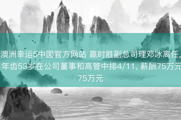 澳洲幸运5中国官方网站 赢时胜副总司理邓冰离任, 年齿53岁在公司董事和高管中排4/11, 薪酬75万元